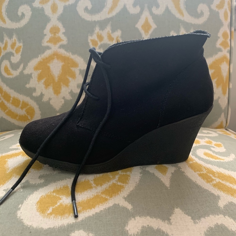 Black suede ankle boot wedges